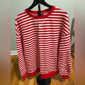 Red and White Striped Sweatshirt